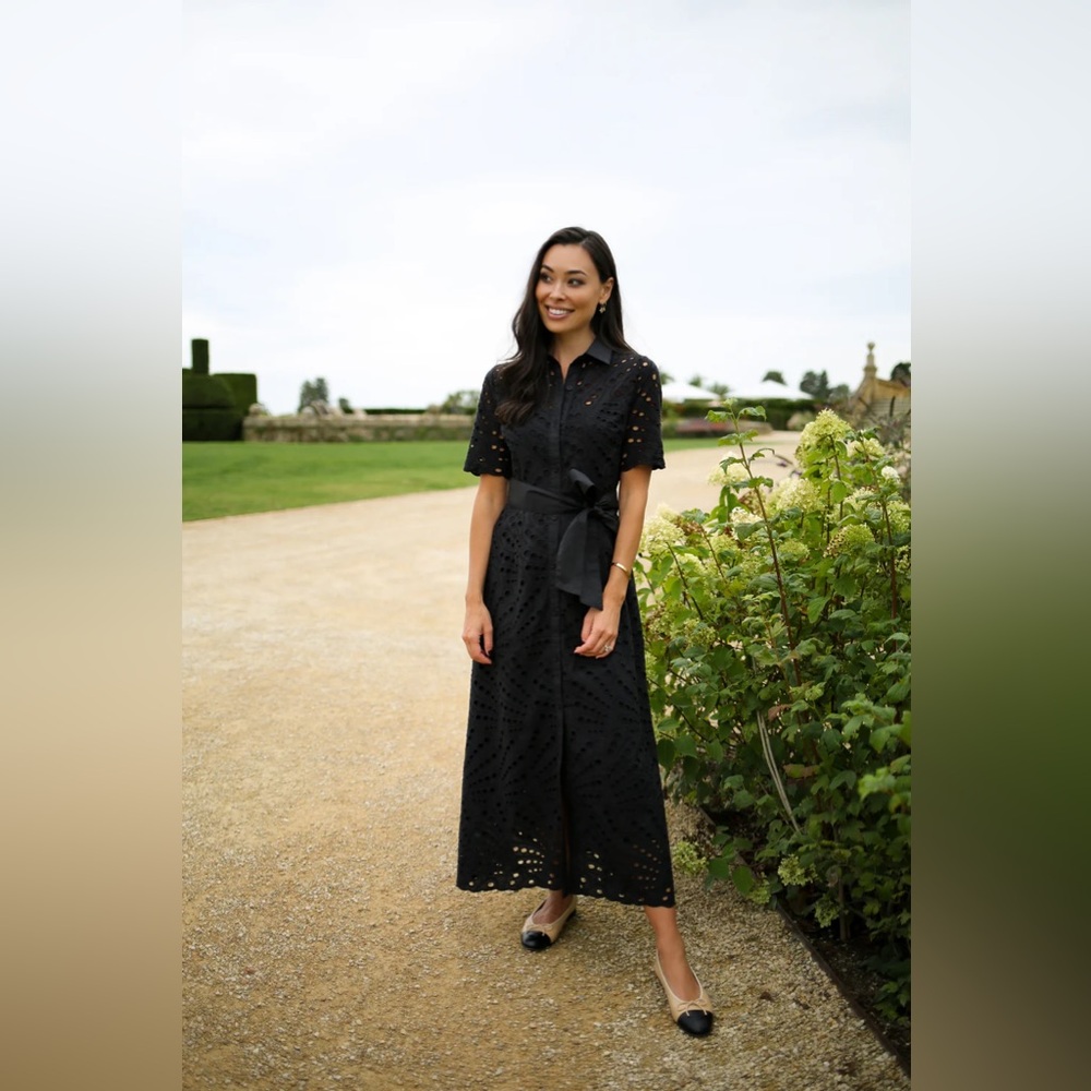 Elegant Black Eyelet Dress